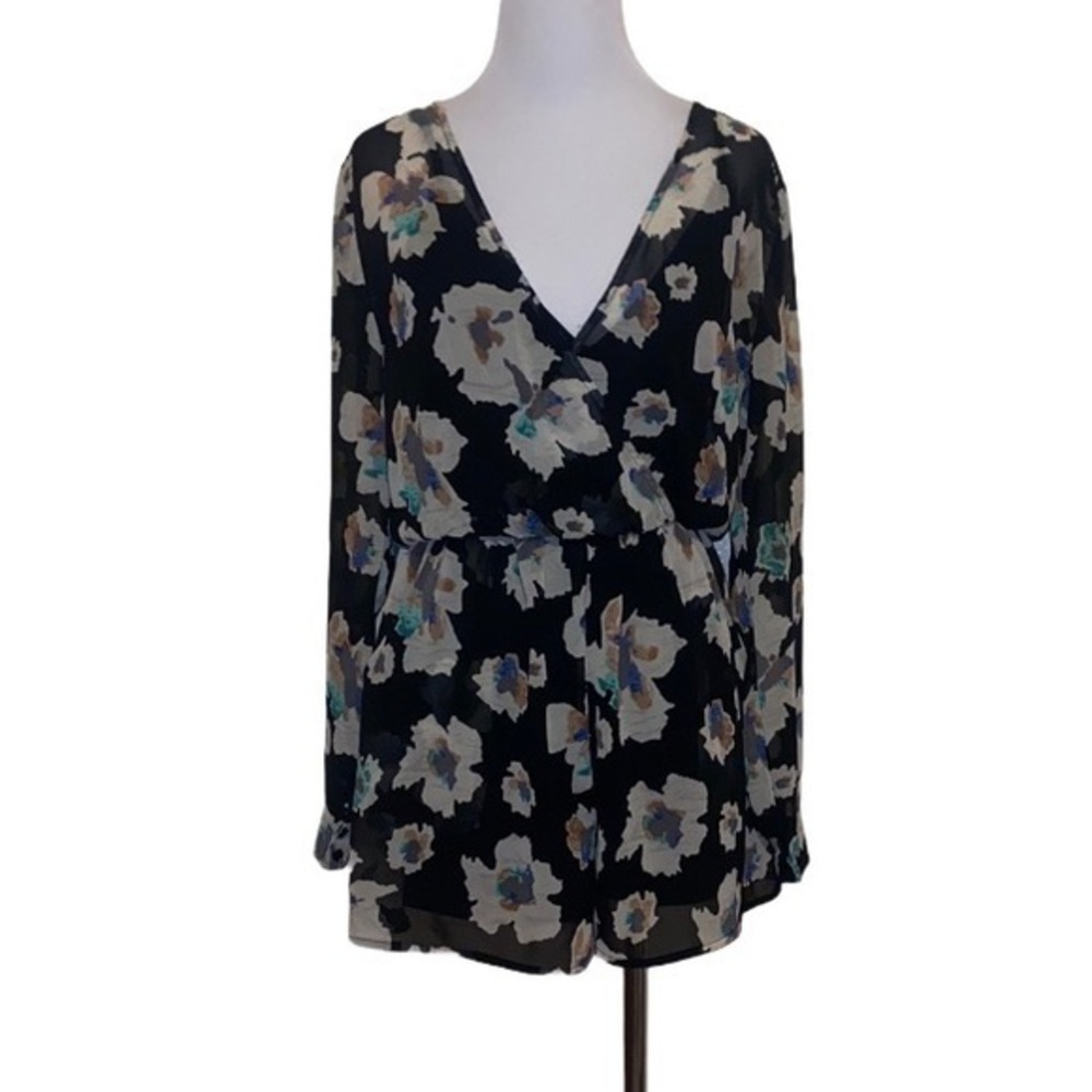 Astr xs women’s sheer wrap floral romper